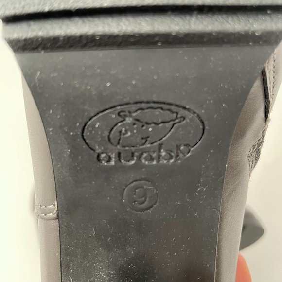 NEW Auabp Leather Shearling Lined Mid Height Heeled Boots, Grey, Size 9 - Picture 9 of 9